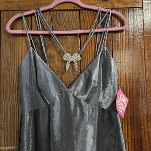 Silver Strappy Dress with Bow Detail